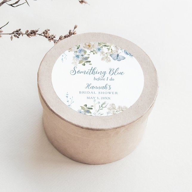 Pegatina Redonda Algo Azul Antes de Hacer Floral Bridal Shower (Subido por el creador)