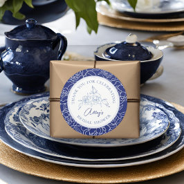 Pegatina Redonda Algo Azul Antes De Hacer Una Ducha Bridal Elegante