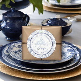 Pegatina Redonda Algo Azul Antes De Hacer Una Ducha Bridal Elegante