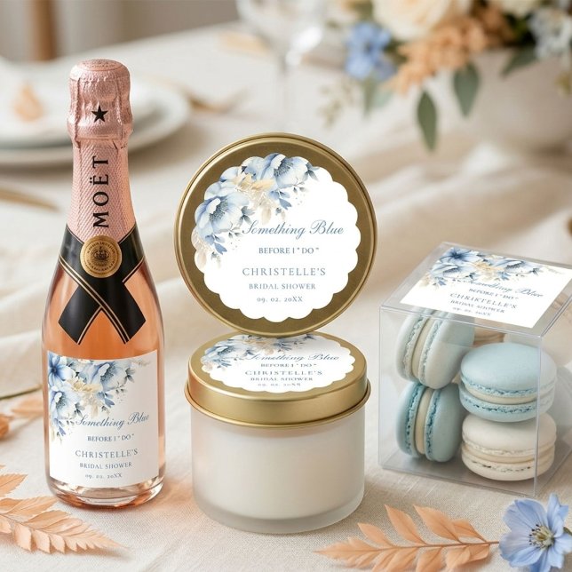 Pegatina Redonda Algo azul antes de la ducha nupcial floral Bridal  (Subido por el creador)