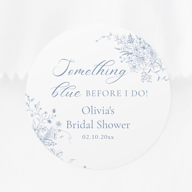 Pegatina Redonda Algo de Blue Bridal Shower Favor (Subido por el creador)
