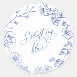 Pegatina Redonda Algo de ducha azul de novia
