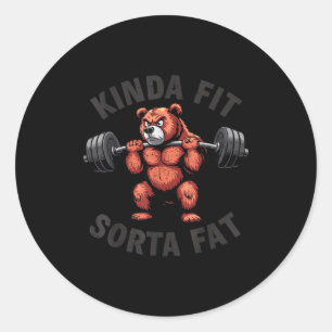Pegatina Redonda Algo En Forma Algo Gordo Divertido Gimnasio Bulldo