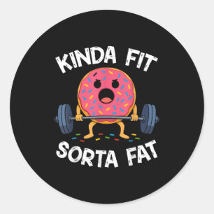 Pegatina Redonda Algo en forma un poco gordo - divertido gimnasio d