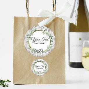 Pegatina Redonda Algodón de acuarela rústico y botánico