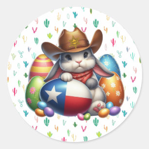 Pegatina Redonda Alguacil del conejito de Pascua en Texas/Suroeste