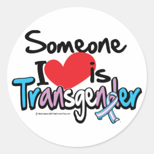Pegatina Redonda Alguien a quien amo es transgénero