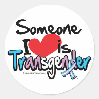 Pegatina Redonda Alguien a quien amo es transgénero