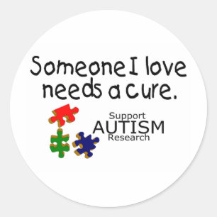 Pegatina Redonda Alguien a quien amo (trozos de rompecabezas)