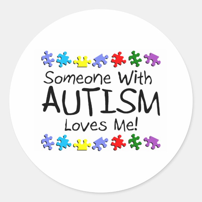 Pegatina Redonda Alguien Con Autismo Me Ama (PP) (Anverso)