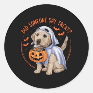 Pegatina Redonda ¿Alguien dijo regalo? Halloween Labrador Perro