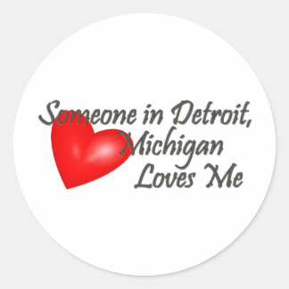 Pegatina Redonda Alguien en Detroit me ama