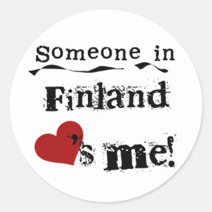 Pegatina Redonda Alguien en Finlandia me ama