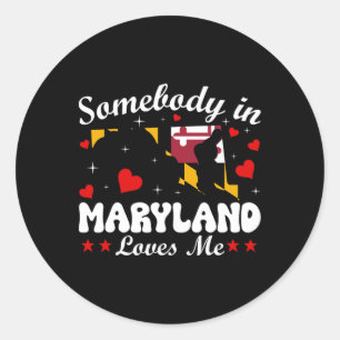 Pegatina Redonda Alguien en Maryland me ama regalo divertido del dí