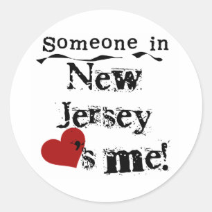 Pegatina Redonda Alguien En Nueva Jersey Me Ama