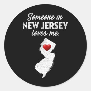 Pegatina Redonda Alguien en Nueva Jersey me ama - Nueva Jersey Nj