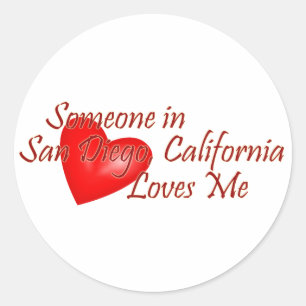 Pegatina Redonda Alguien en San Diego me ama