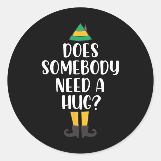 Pegatina Redonda ¿Alguien Necesita Un Gran Navidad Elf Buddy Fun H (Anverso)