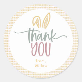 Pegatina Redonda Algunas fiestas de cumpleaños para conejitos graci