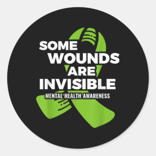 Pegatina Redonda Algunas Heridas Invisible Mental Health Awareness
