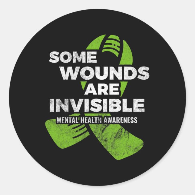 Pegatina Redonda Algunas Heridas Invisible Mental Health Awareness  (Anverso)