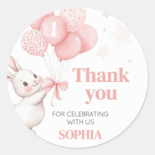 Pegatina Redonda Algunos Bunny Balloon Birday Party