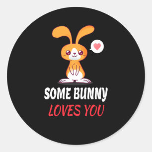 Pegatina Redonda Algunos Bunny Te Aman En Asociación