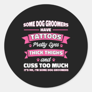 Pegatina Redonda Algunos Ganaderos De Perros Tienen Perros Tattoos 