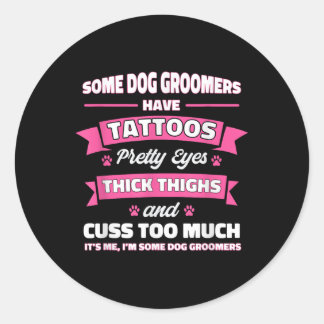 Pegatina Redonda Algunos Ganaderos De Perros Tienen Perros Tattoos 