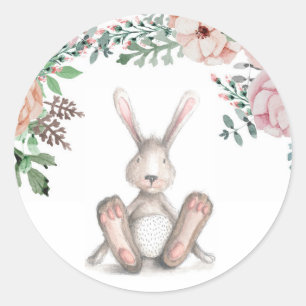 Pegatina Redonda Algunos Pegatinas de Bunny Floral