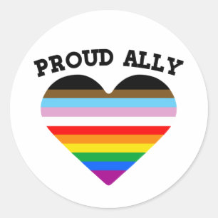 Pegatina Redonda Aliado orgulloso LGBTQ+