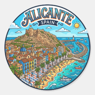 Pegatina Redonda Alicante, España España