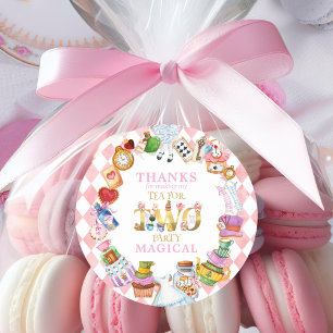 Pegatina Redonda Alice en el país de las maravillas 2º cumpleaños G