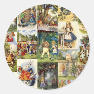 Pegatina Redonda alice en wonderland