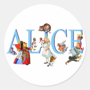 PEGATINA REDONDA ALICE EN WONDERLAND Y AMIGOS