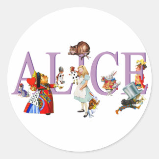 PEGATINA REDONDA ALICE EN WONDERLAND Y AMIGOS