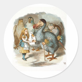 Pegatina Redonda Alice habla con el Dodo