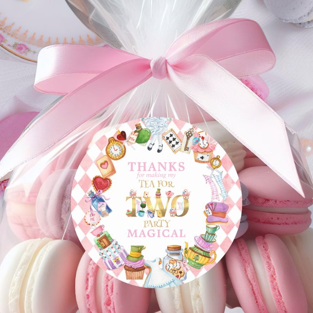 Pegatina Redonda Alice in Wonderland 2nd birthday Thank You Sticker (Subido por el creador)