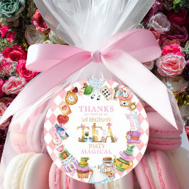 Pegatina Redonda Alice in Wonderland 3rd birthday Thank You Sticker