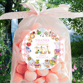 Pegatina Redonda Alice in Wonderland 5th birthday Thank You Sticker