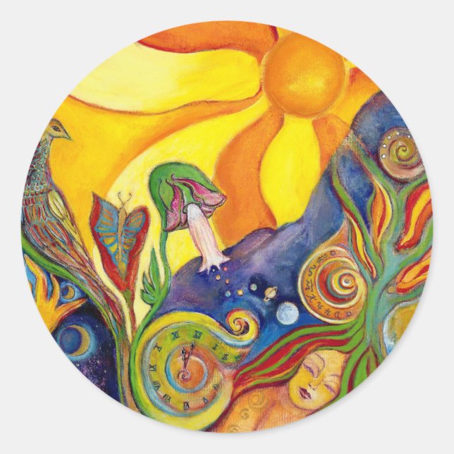 Pegatina Redonda Alice In Wonderland Fantasy Fairy Sunshine Dream (Anverso)