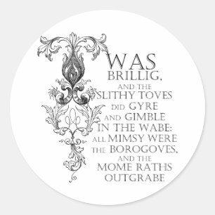 Pegatina Redonda Alice In Wonderland Jabberwocky Poem Round Pegatin