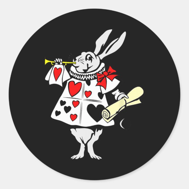Pegatina Redonda Alice In Wonderland Rabbit Easter Bunny Jugando Mu (Anverso)
