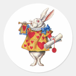 PEGATINA REDONDA ALICE'S WHITE RABBIT