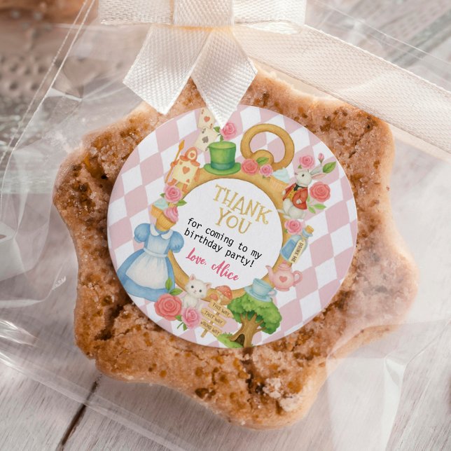 Pegatina Redonda Alicia en el Chica rosa de Australia Fiesta de té  (Subido por el creador)