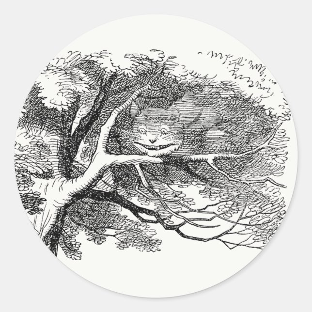 Pegatina Redonda Alicia en el país de las maravillas - Gato de Ches (Anverso)