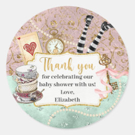 Pegatina Redonda Alicia en el país de las maravillas gracias al clá