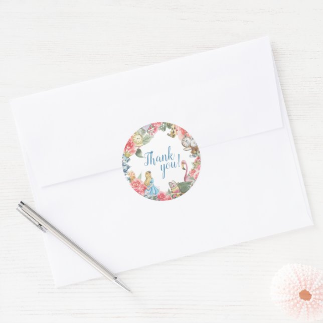 Pegatina Redonda Alicia en el país de Onederland Gracias Pegatinas (Sobre)