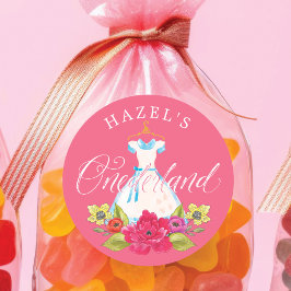 Pegatina Redonda Alicia en las Florales del Onederland y el Día del