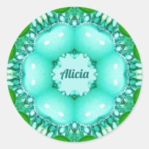 Pegatina Redonda ALICIA ~ Modelo fractal brillante abstracto ~